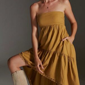 Maeve Golden Strapless Dress